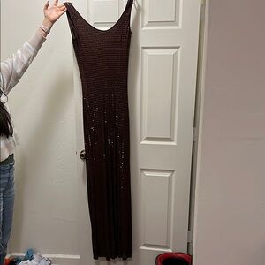 Elegant Brown Sleeveless Dress